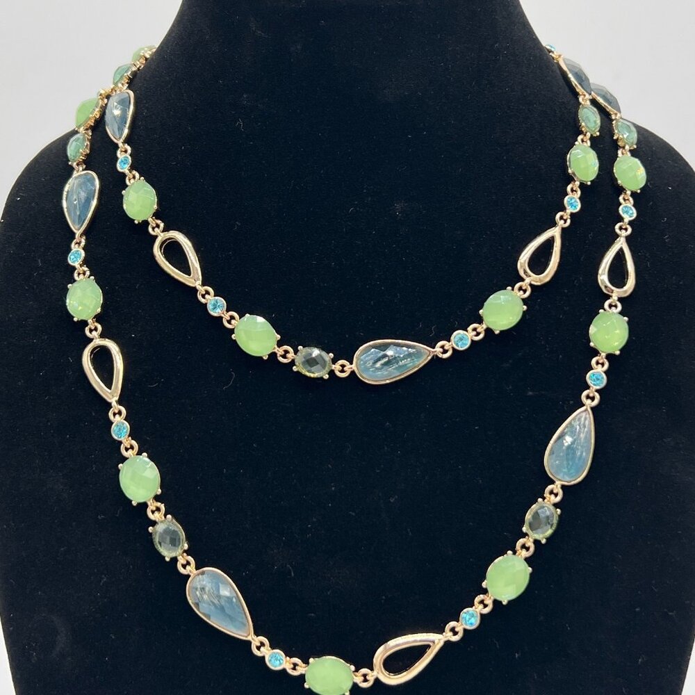 Anne Klein Gold-Tone Multi-Stone 43" Necklace With Green & Blue Accents